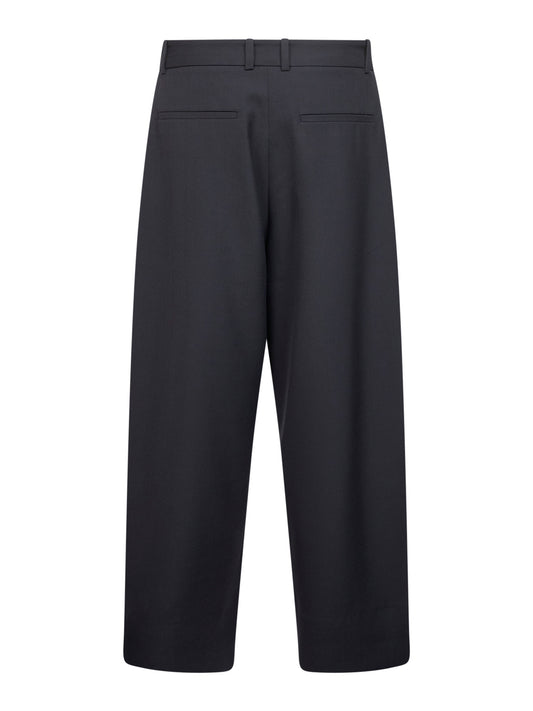 Pantaloni doppia pince Line in lana tecnica grigia