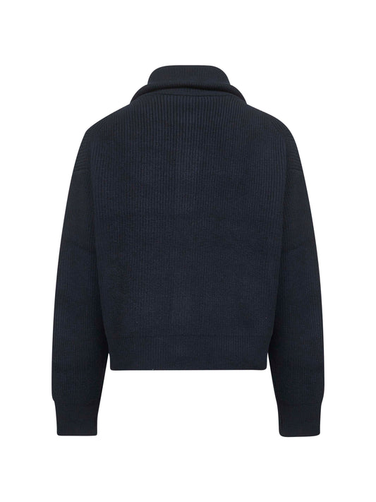 Maglione con zip Sandos in lana merino blu