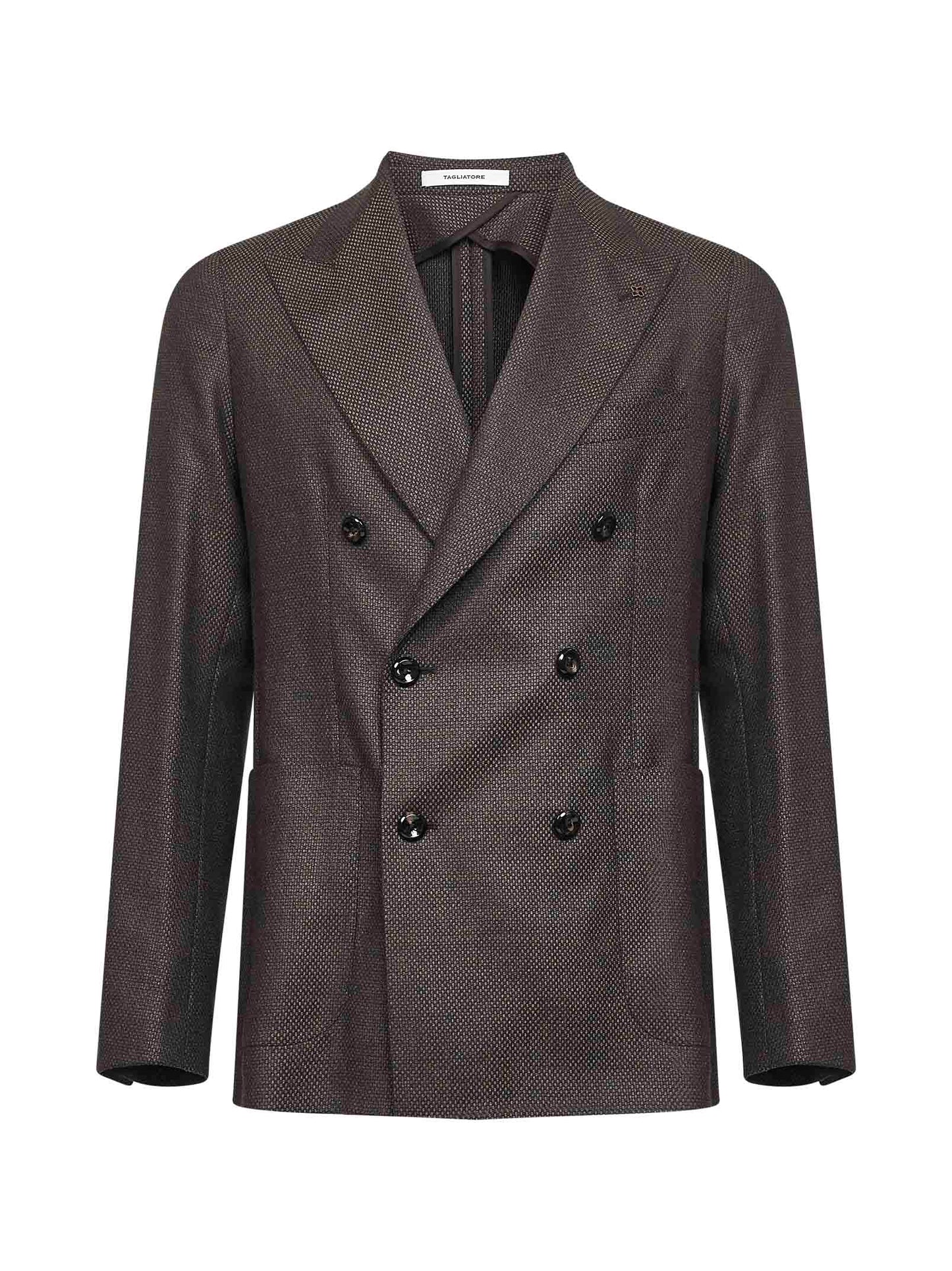 Brown jacquard wool Montecarlo double-breasted blazer