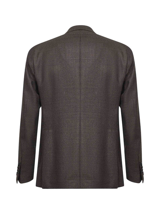 Brown jacquard wool Montecarlo double-breasted blazer