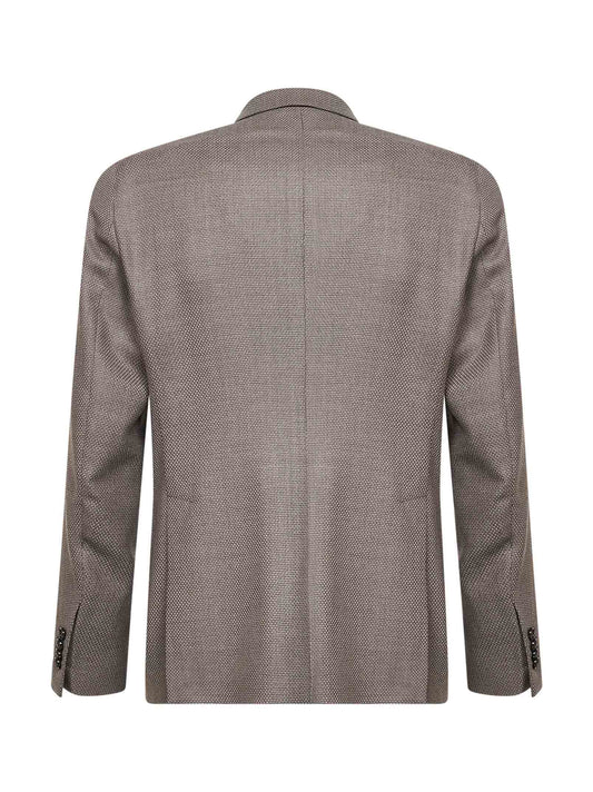 Beige jacquard wool Montecarlo double-breasted blazer