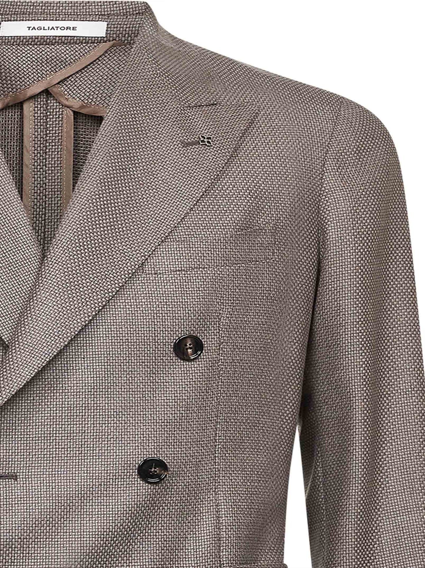 Beige jacquard wool Montecarlo double-breasted blazer
