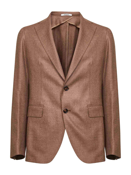 Camel wool and cashmere Montecarlo single-breasted blazer