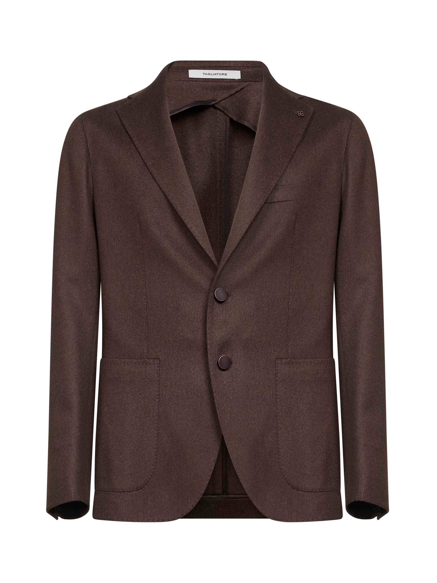 Dark brown camel drap single-breasted blazer<BR/>