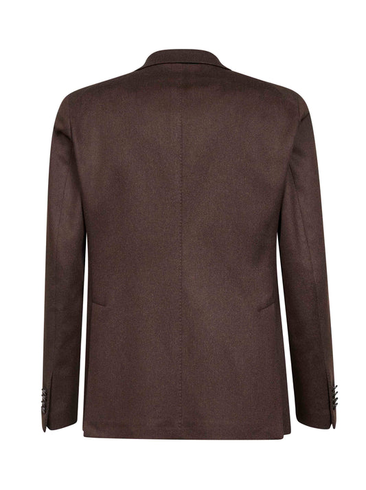 Dark brown camel drap single-breasted blazer<BR/>