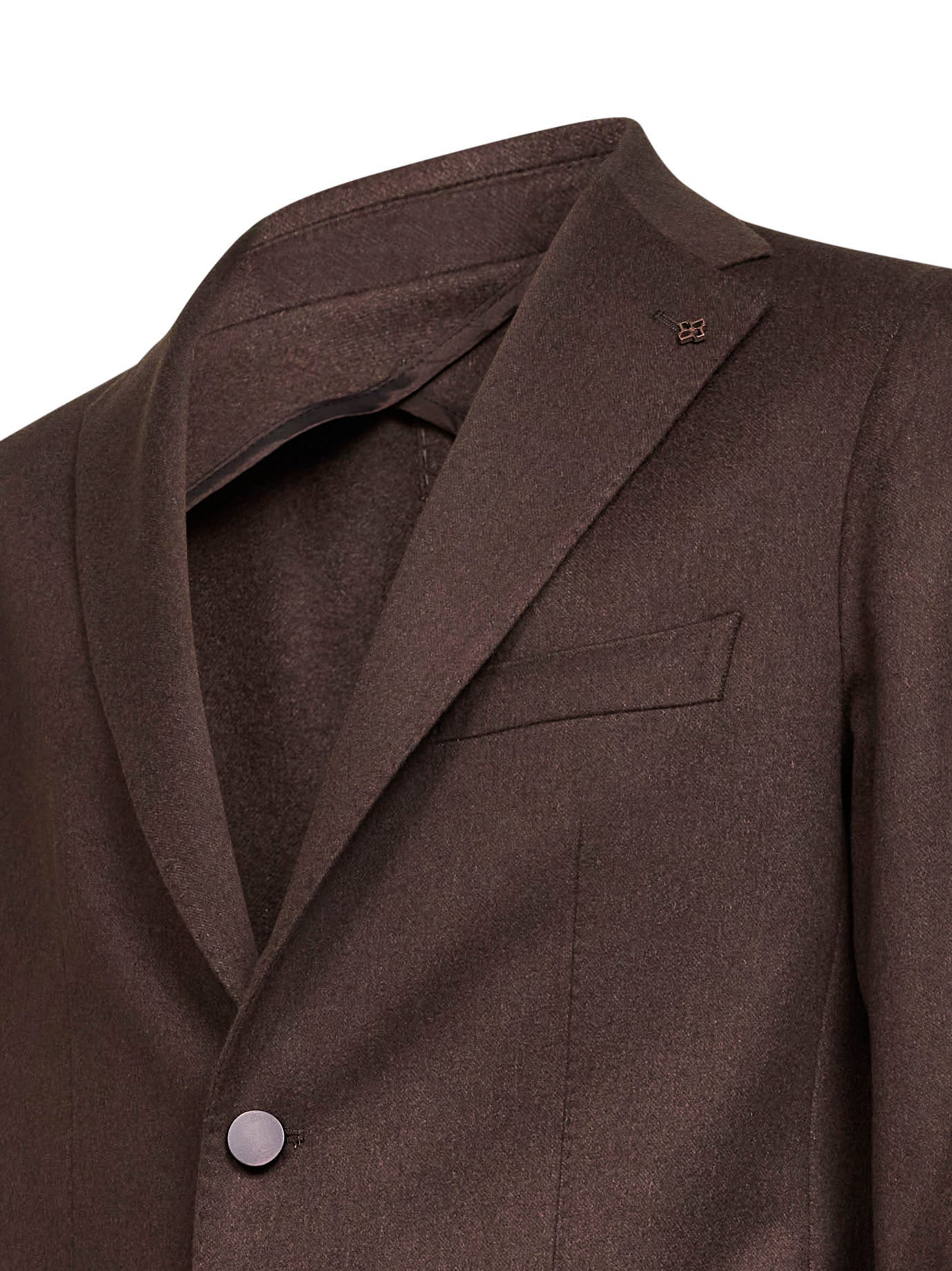 Dark brown camel drap single-breasted blazer<BR/>