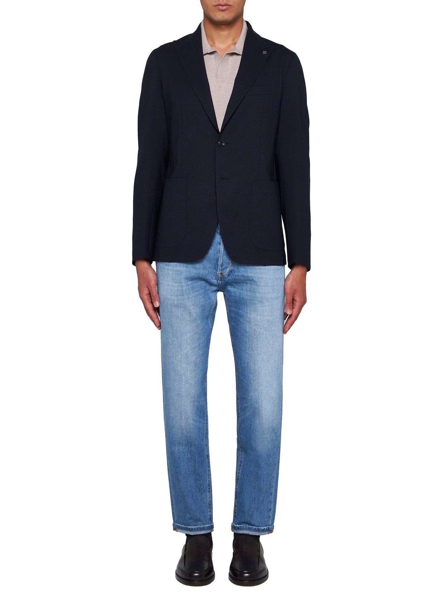 Wool-blend single-breasted blazer