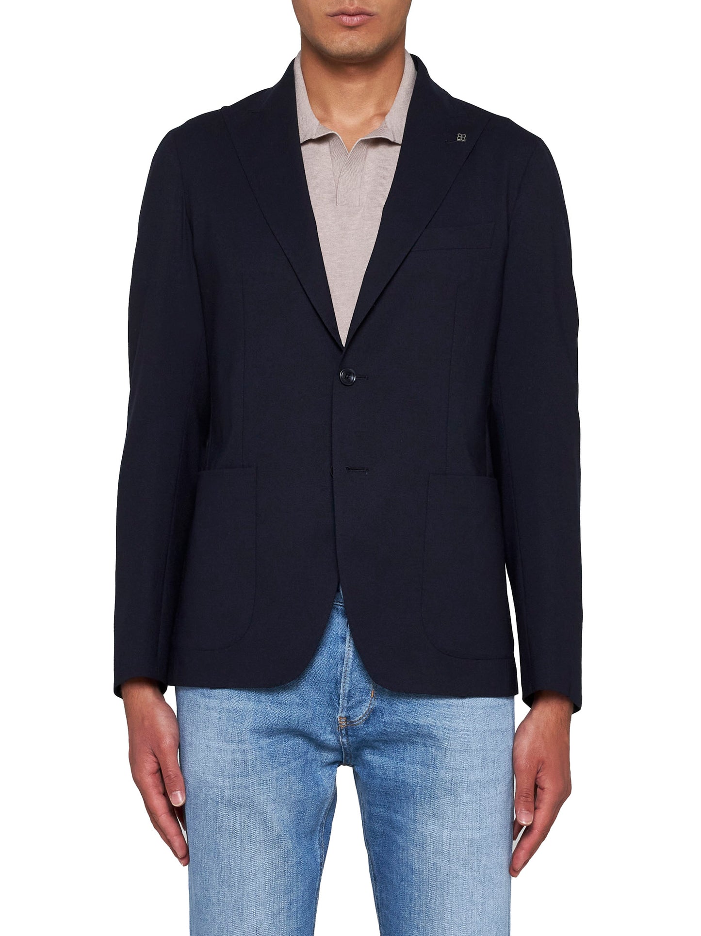 Wool-blend single-breasted blazer