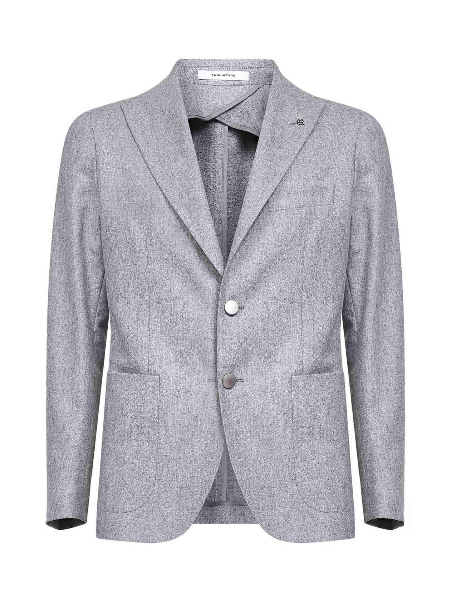 Silver grey melange wool single-breasted blazer