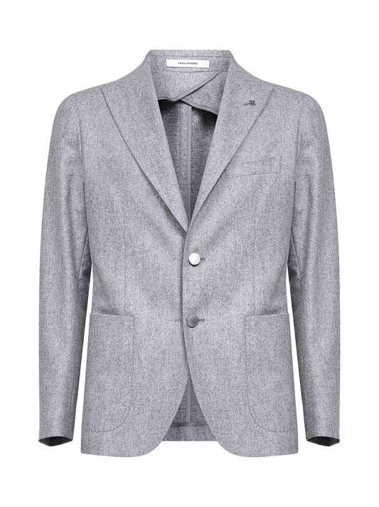 Silver grey melange wool single-breasted blazer