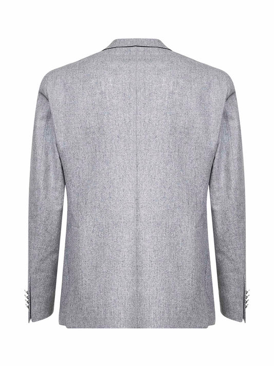 Silver grey melange wool single-breasted blazer