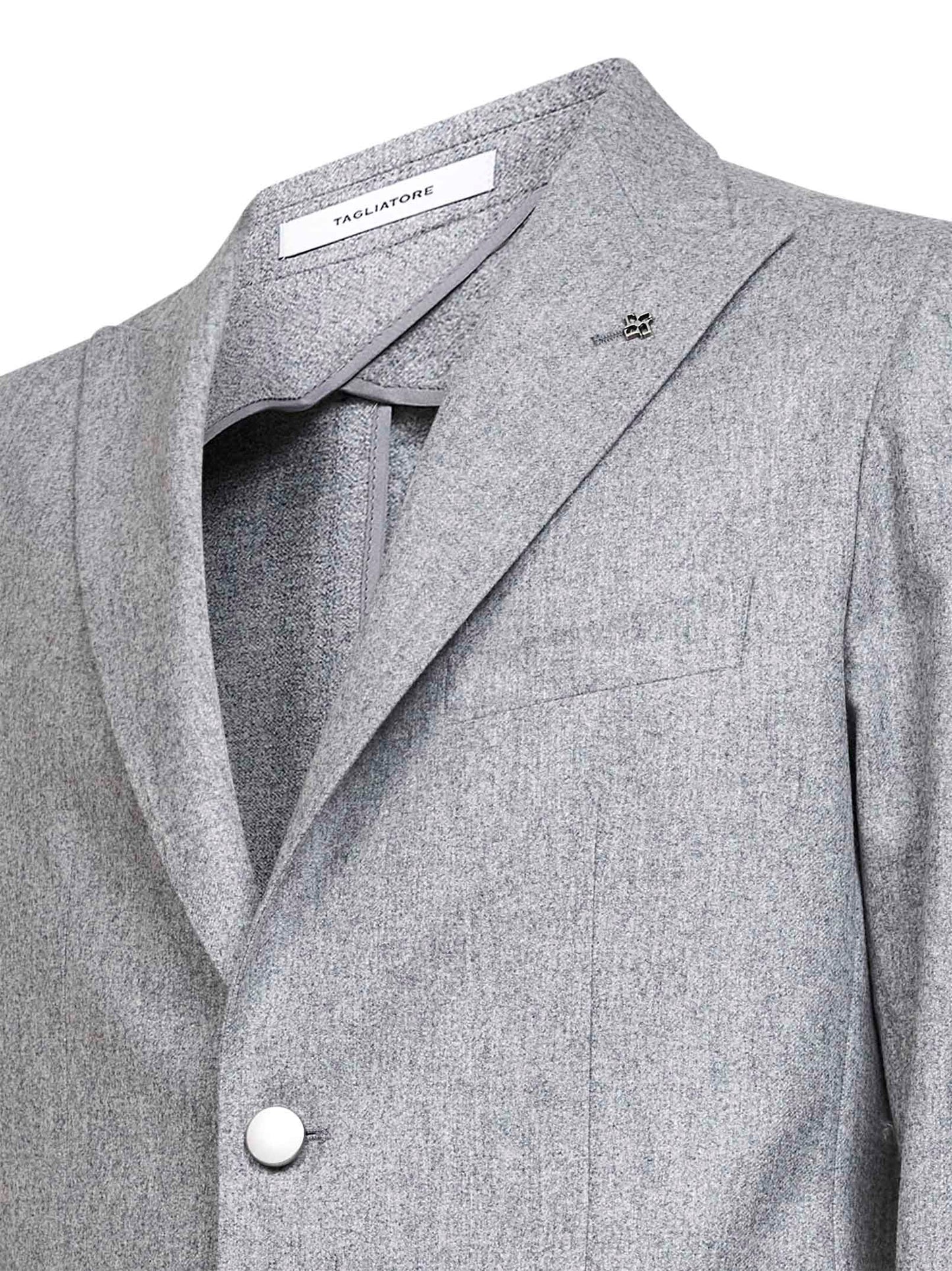Silver grey melange wool single-breasted blazer