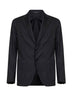 Black pinstriped wool and cashmere single-breasted blazer