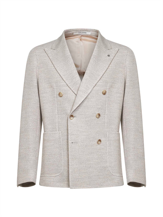 Giacca doppiopetto Montecarlo in jersey beige