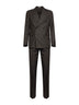 Dark brown striped jacquard virgin wool double-breasted suit