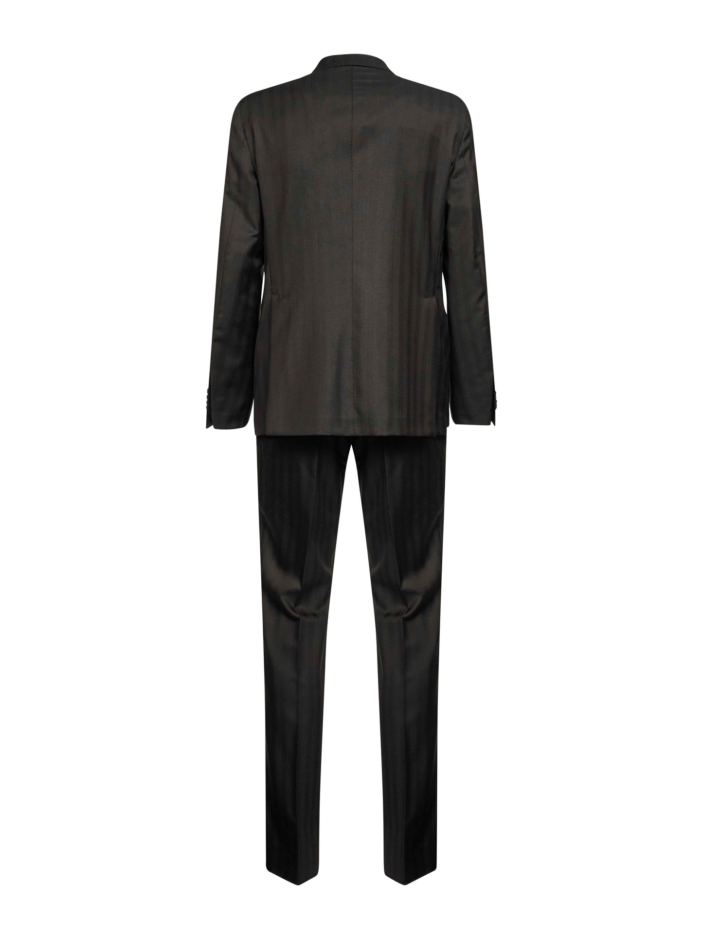 Dark brown striped jacquard virgin wool double-breasted suit