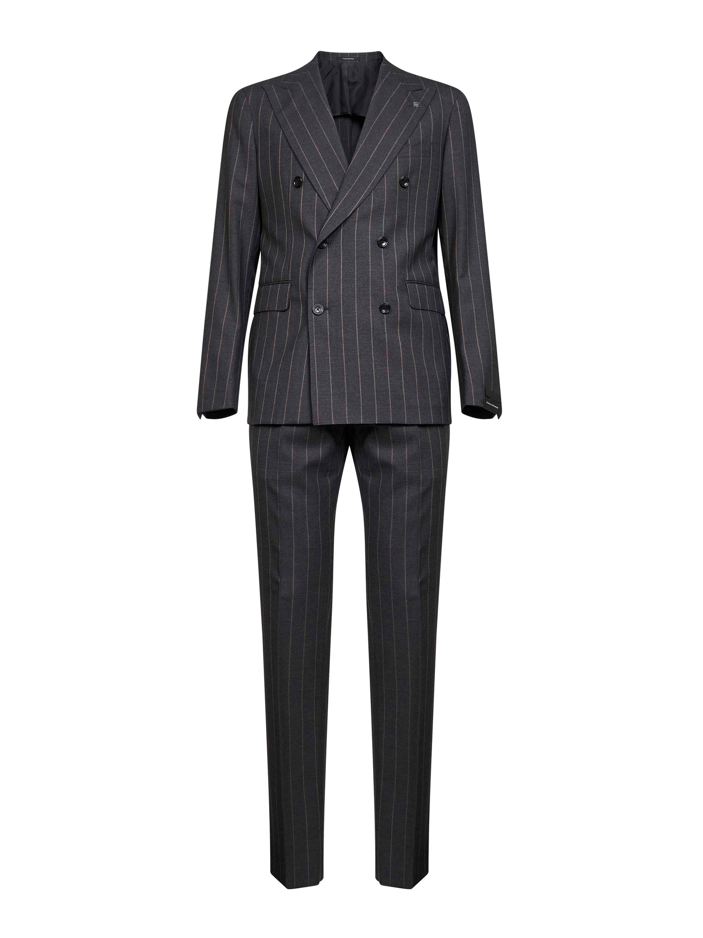 Anthracite pinstriped stretch virgin wool double-breasted suit