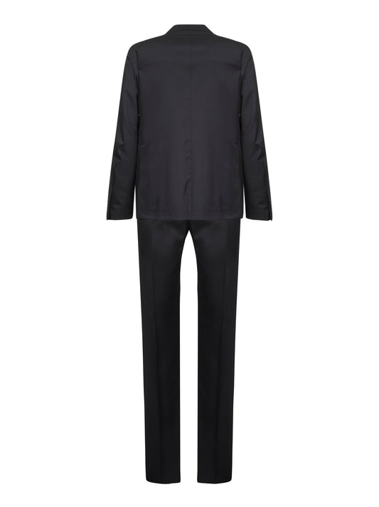 Black virgin wool Vesuvio single-breasted suit