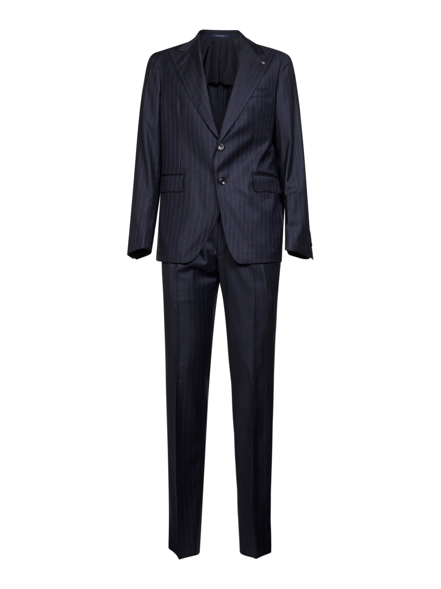 Blue pinstriped virgin wool single-breasted suit