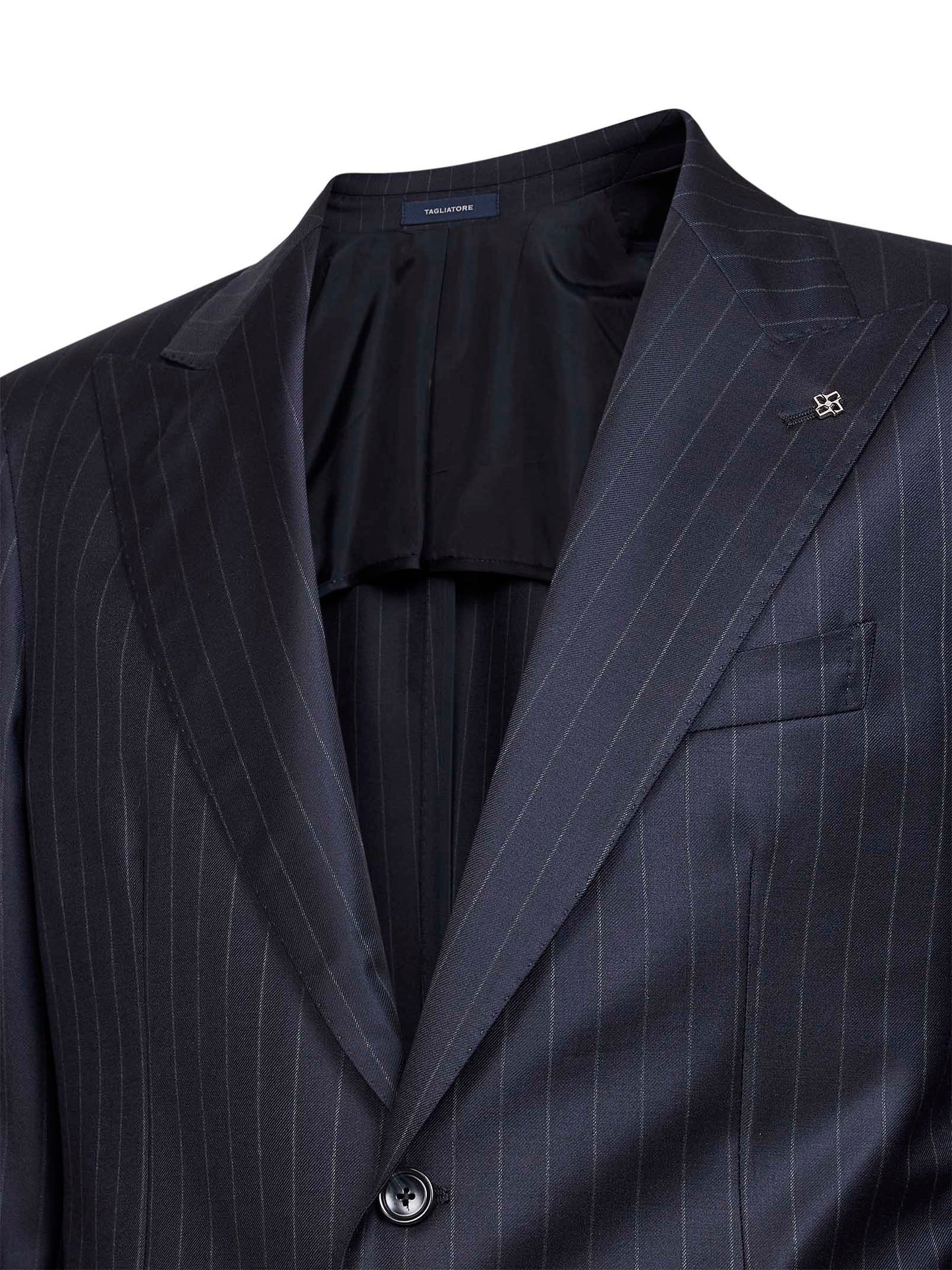 Blue pinstriped virgin wool single-breasted suit