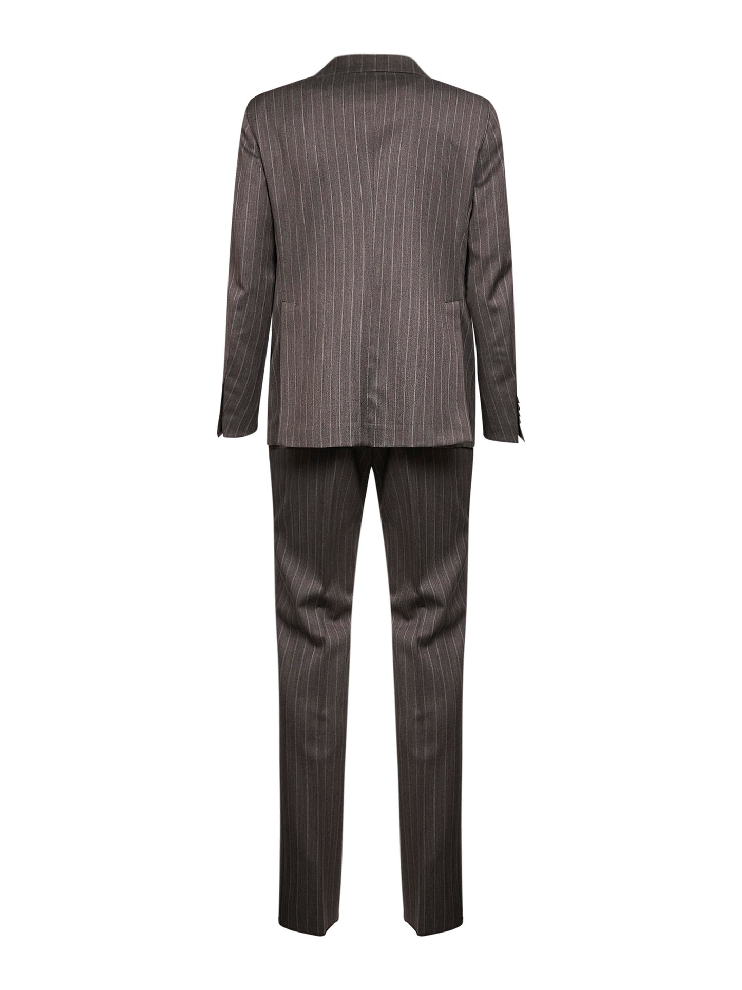 Taupe pinstriped virgin wool single-breasted suit