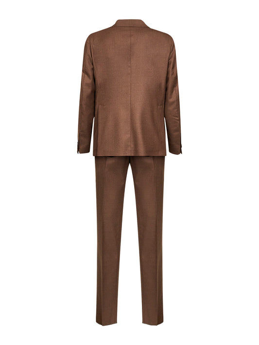 Tobacco virgin wool single-breasted suit