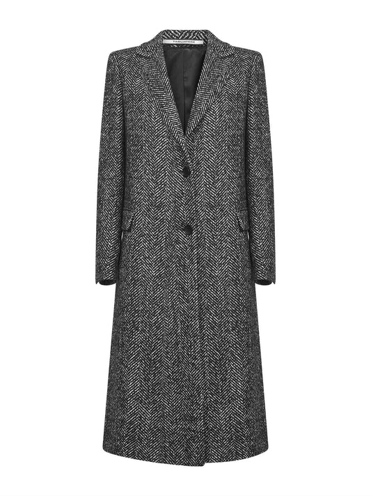 Cappotto Amanda in misto lana chevron nera