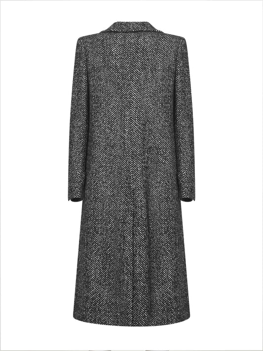 Cappotto Amanda in misto lana chevron nera