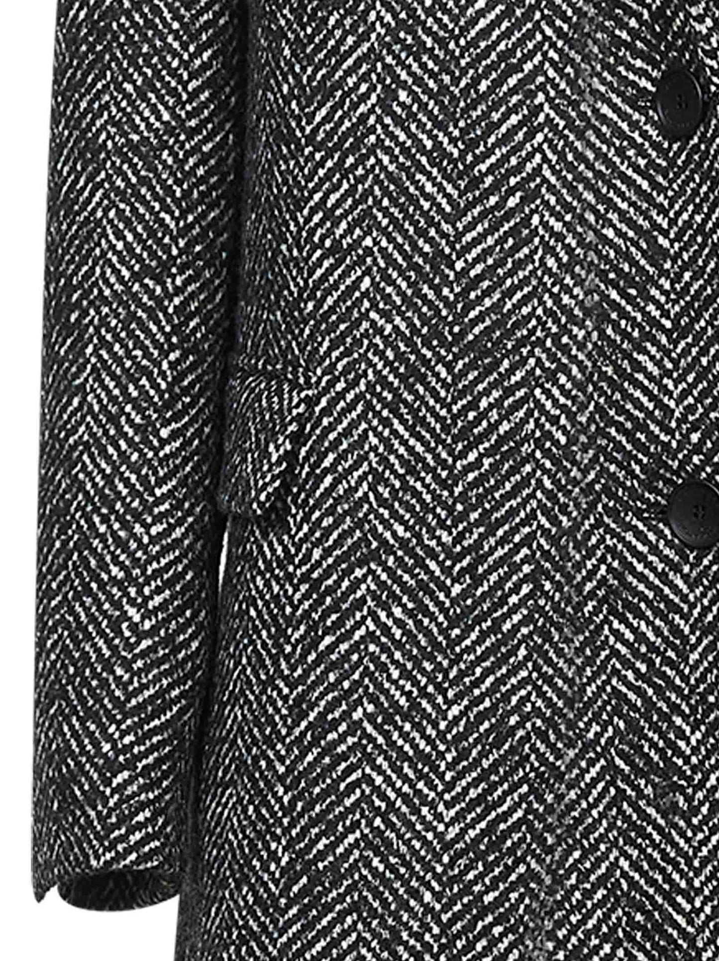 Cappotto Amanda in misto lana chevron nera