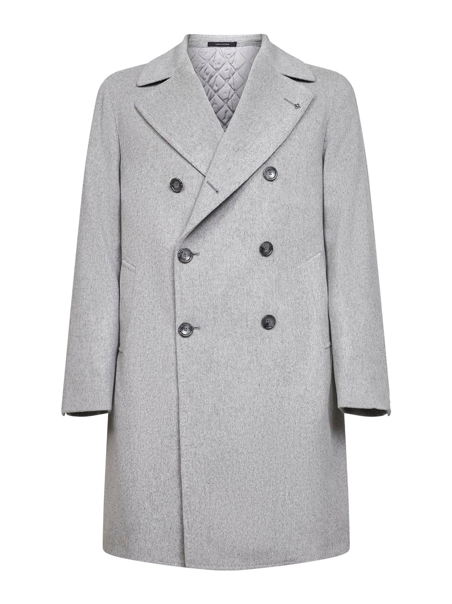 Pearl virgin wool and cashmere double-breasted coat