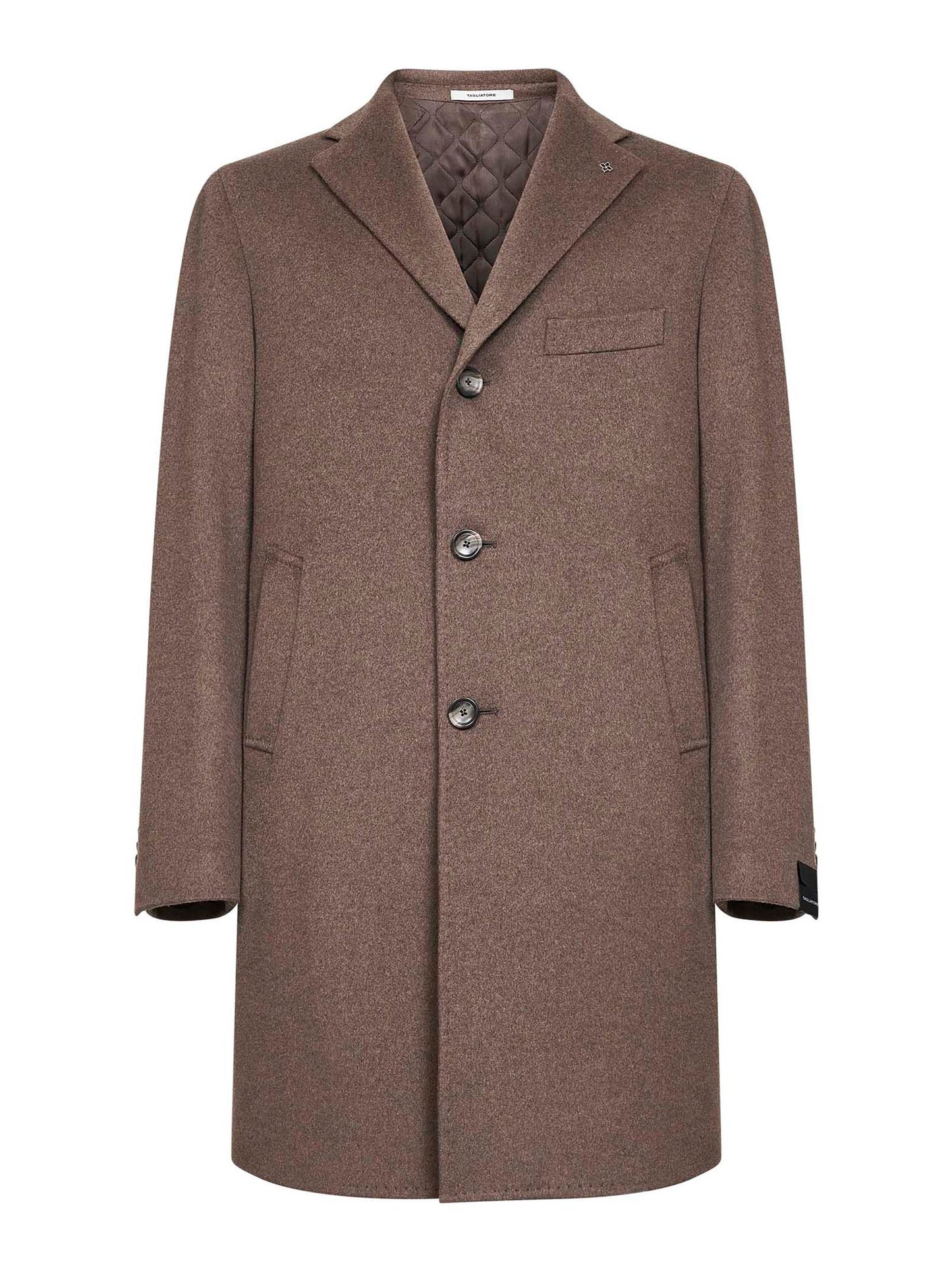 Tobacco cashmere single-breasted coat