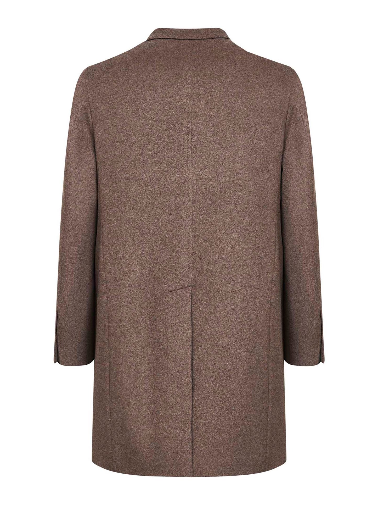 Tobacco cashmere single-breasted coat