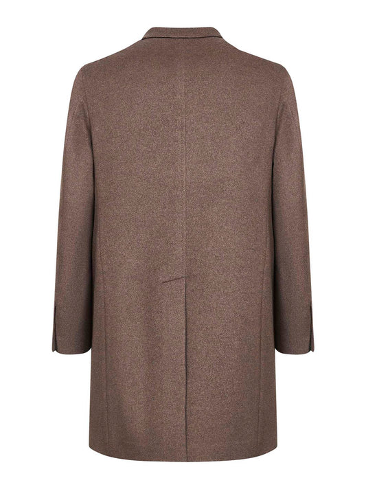 Tobacco cashmere single-breasted coat