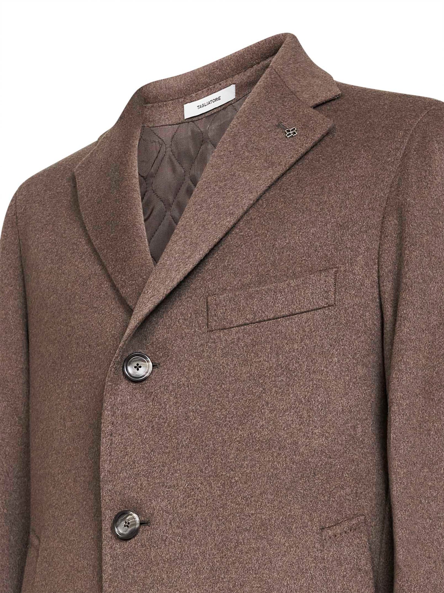 Tobacco cashmere single-breasted coat