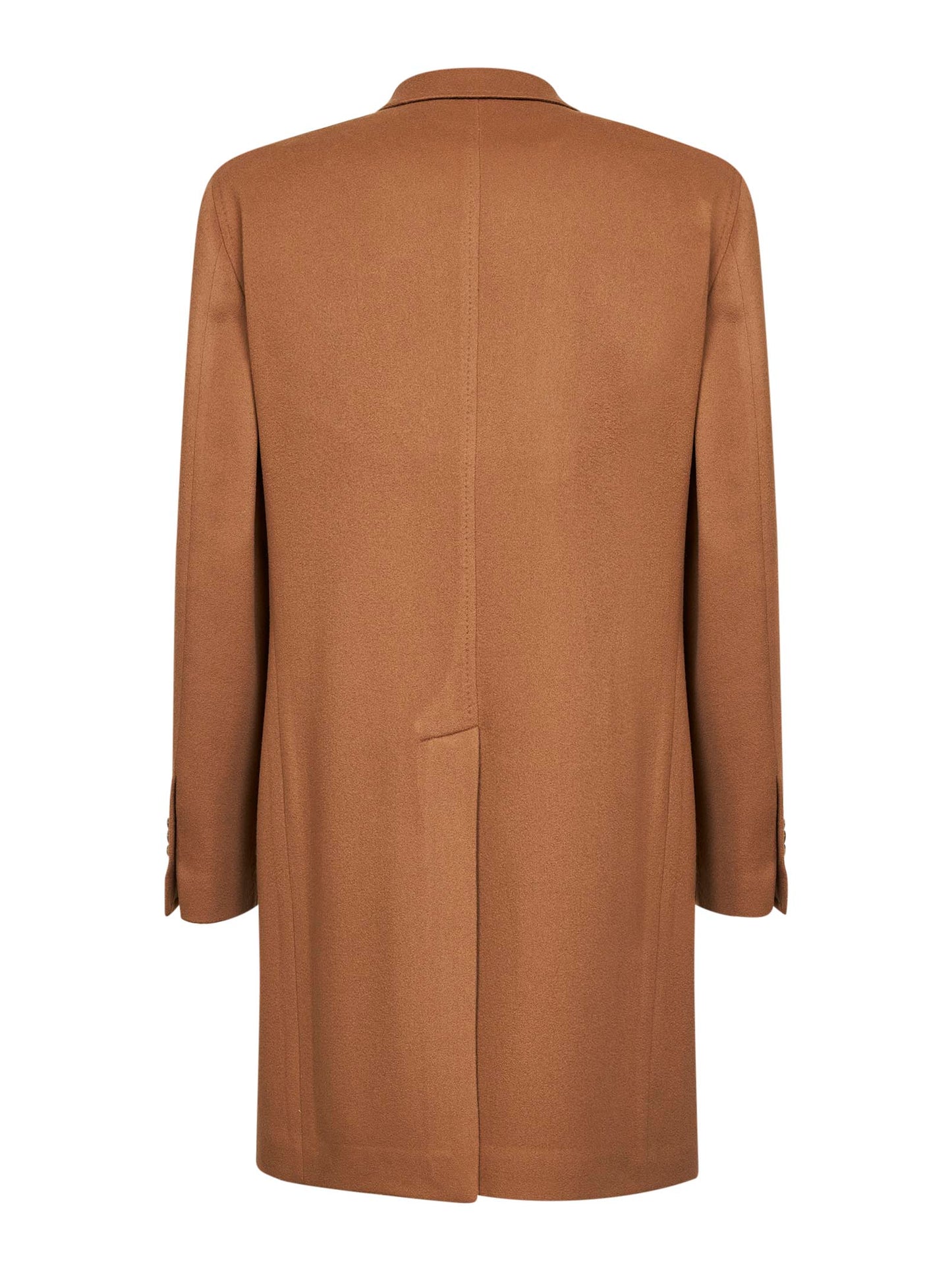 Camel virgin wool and cashmere single-breasted coat