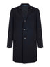 Blue virgin wool and cashmere single-breasted coat