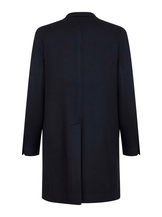 Blue virgin wool and cashmere single-breasted coat