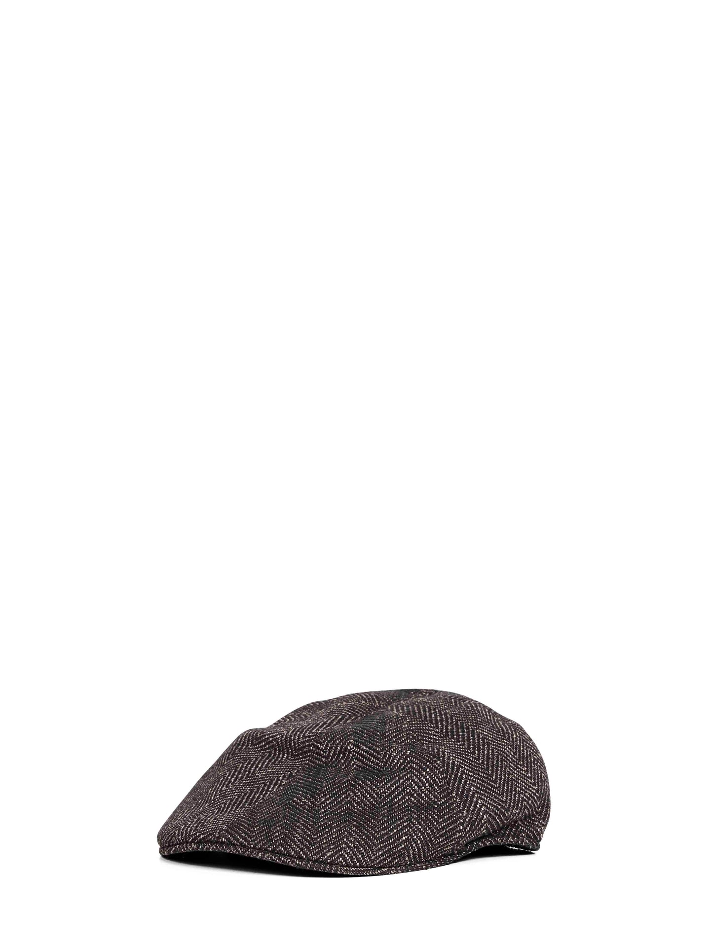 Brown chevron wool and silk blend Donald flat cap