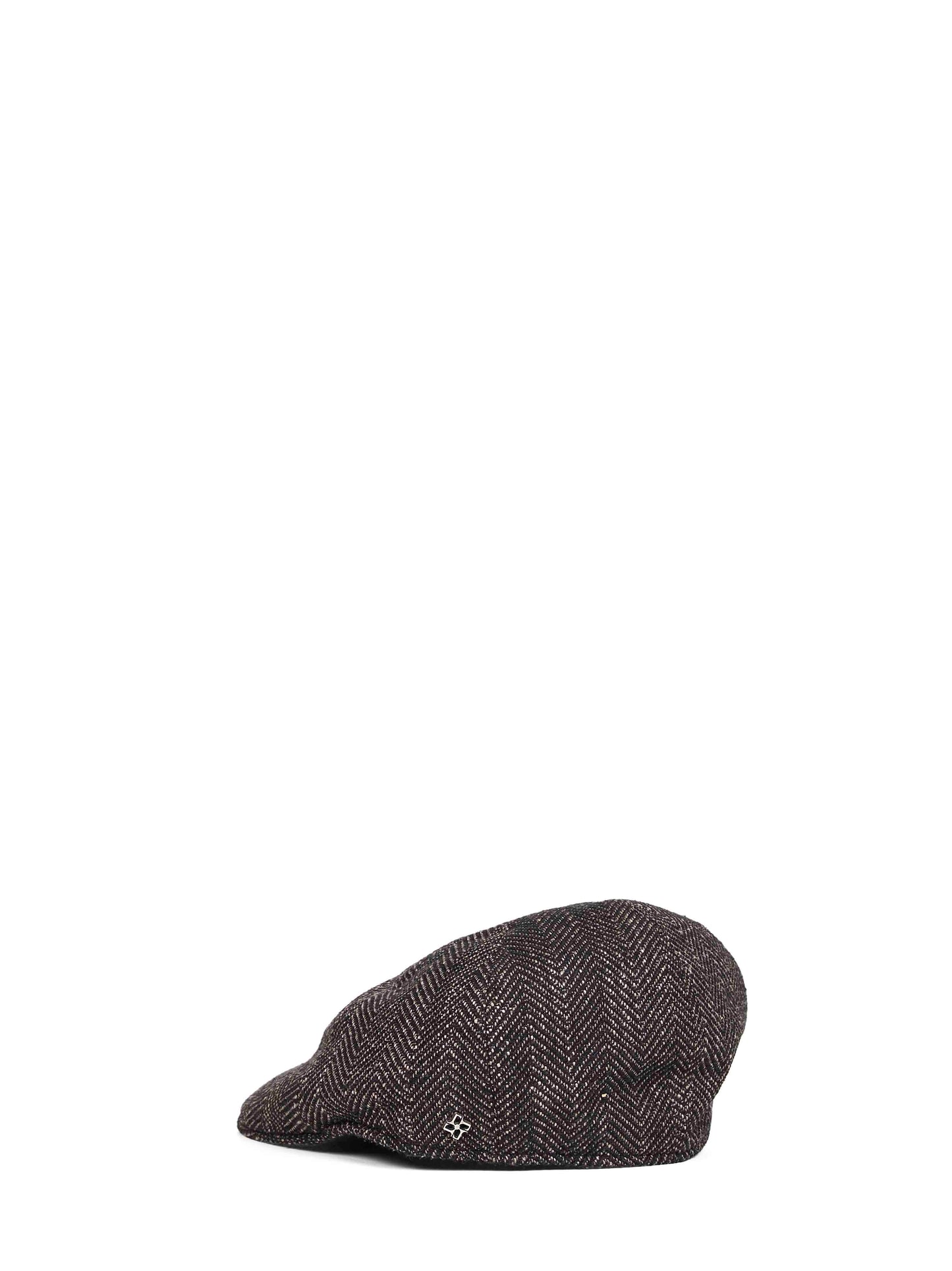 Brown chevron wool and silk blend Donald flat cap