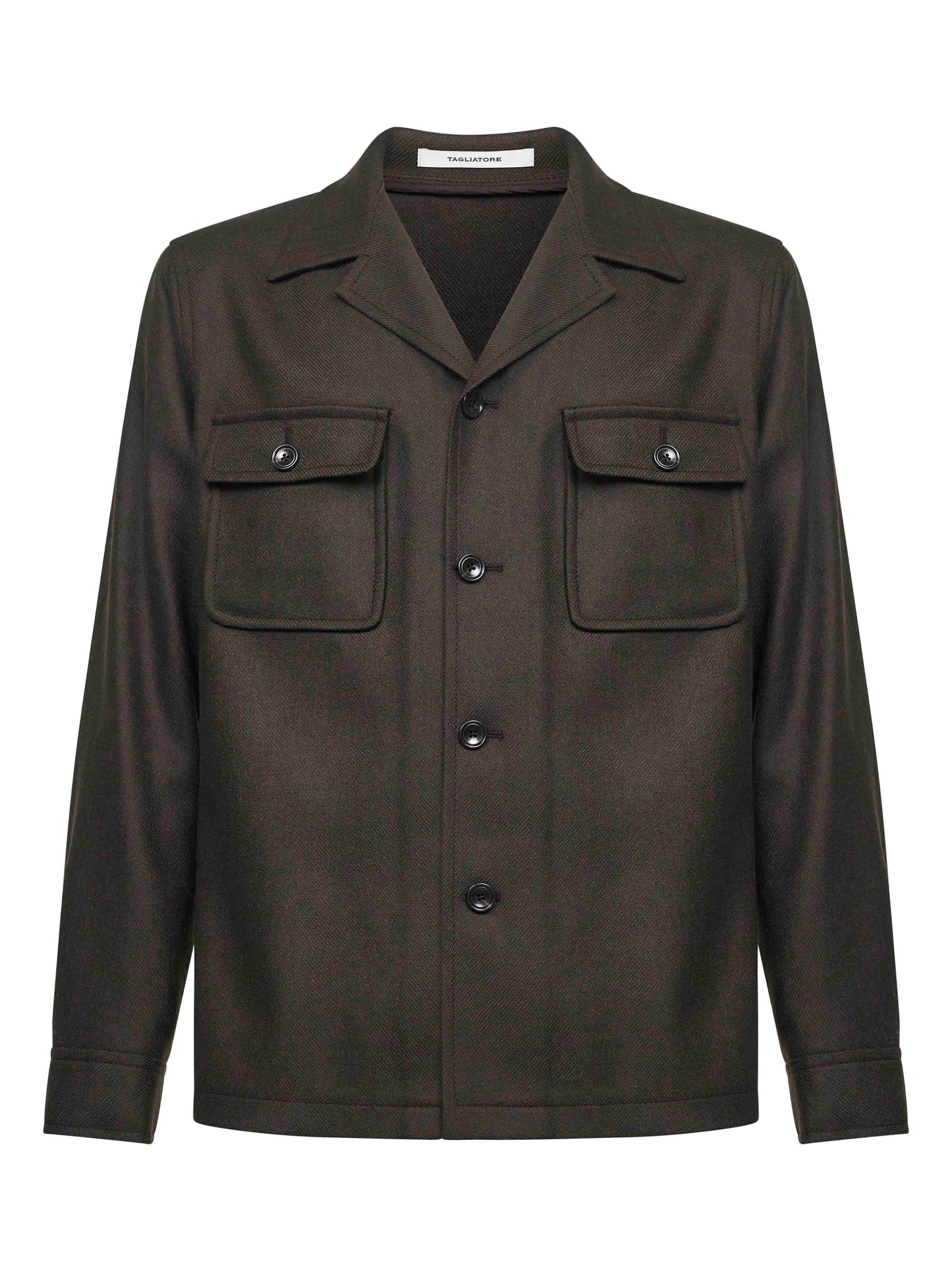 Dark brown virgin wool twill Gbarrow overshirt