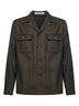 Dark brown virgin wool twill Gbarrow overshirt