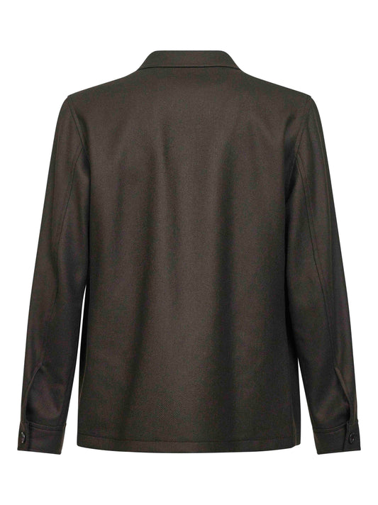 Dark brown virgin wool twill Gbarrow overshirt