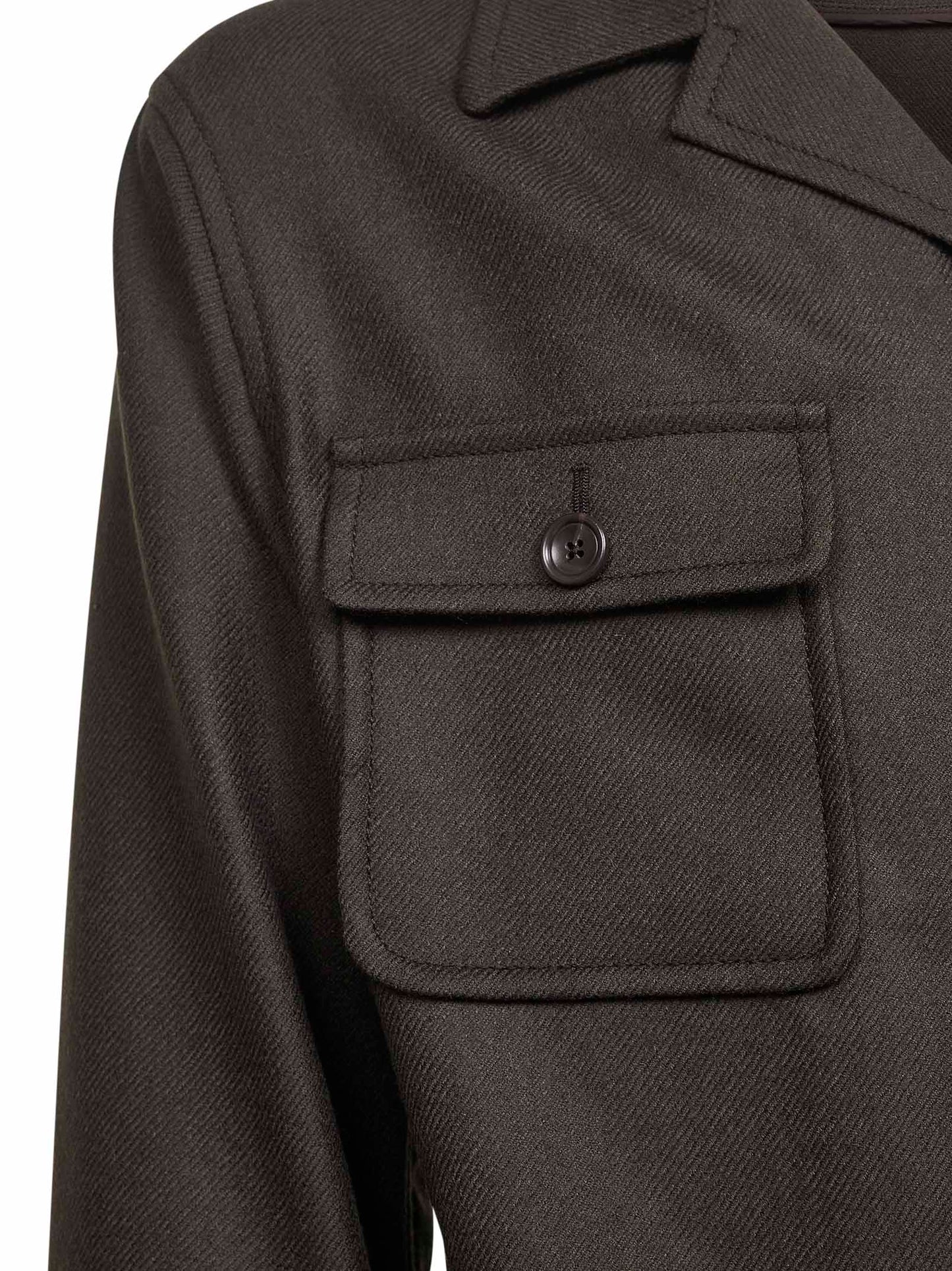 Dark brown virgin wool twill Gbarrow overshirt