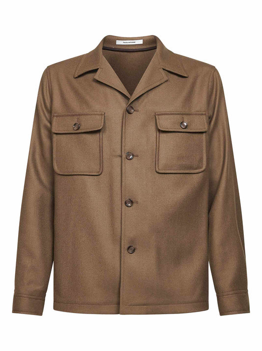 Brown virgin wool twill Gbarrow overshirt