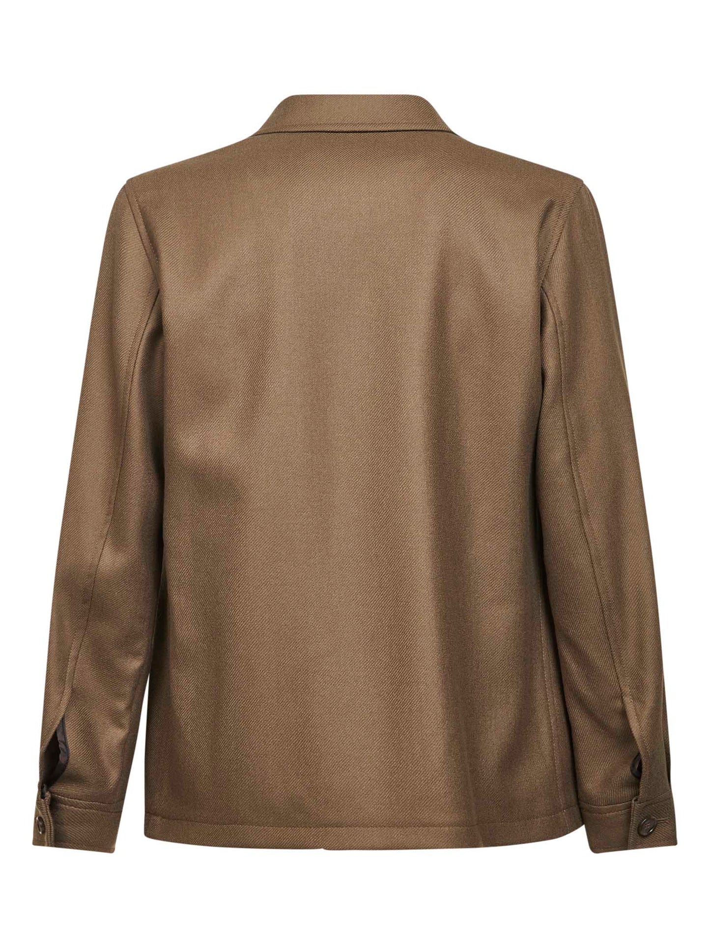 Overshirt Gbarrow in twill di lana vergine marrone<BR/>