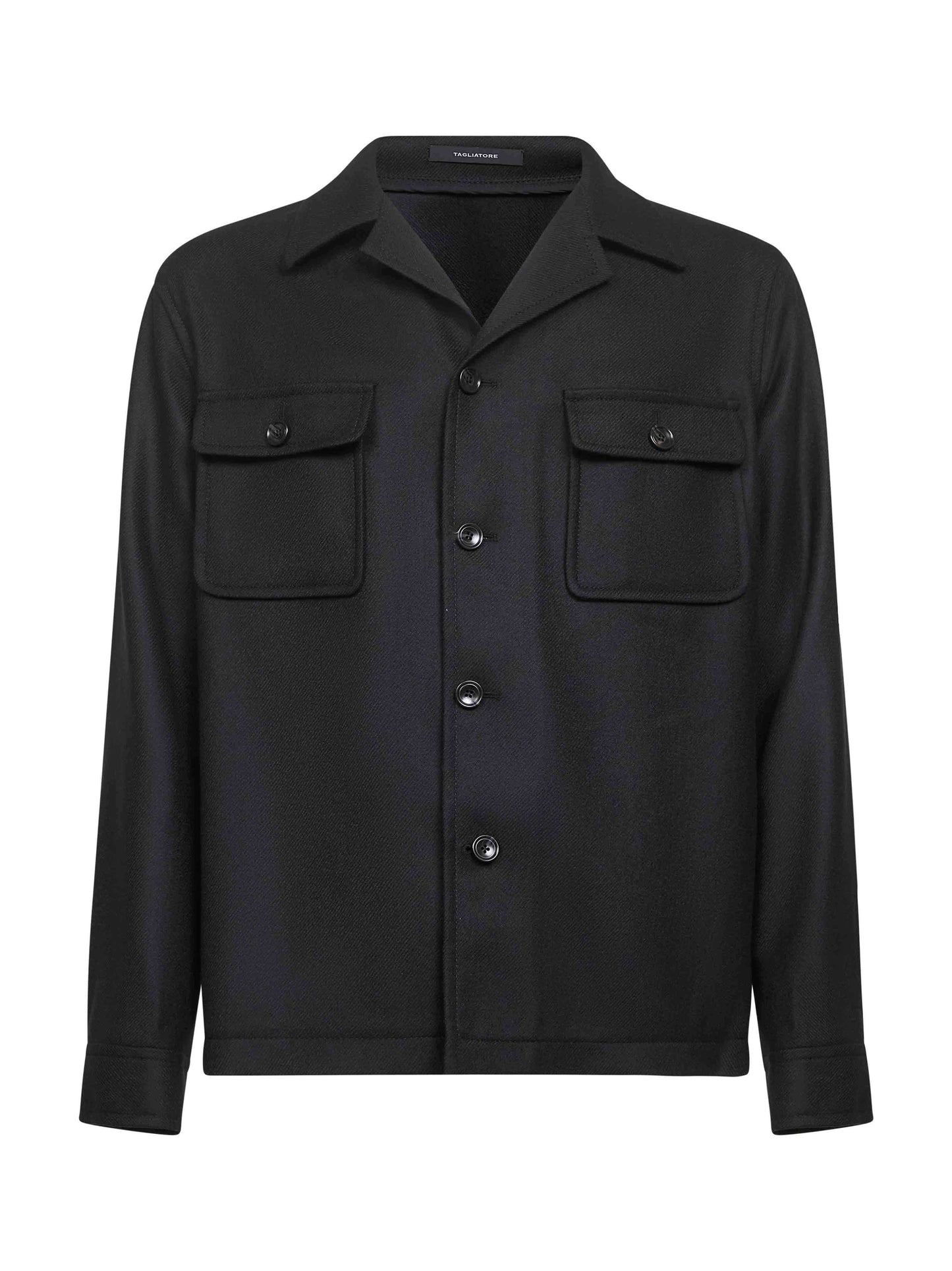 Overshirt Gbarrow in twill di lana vergine nero