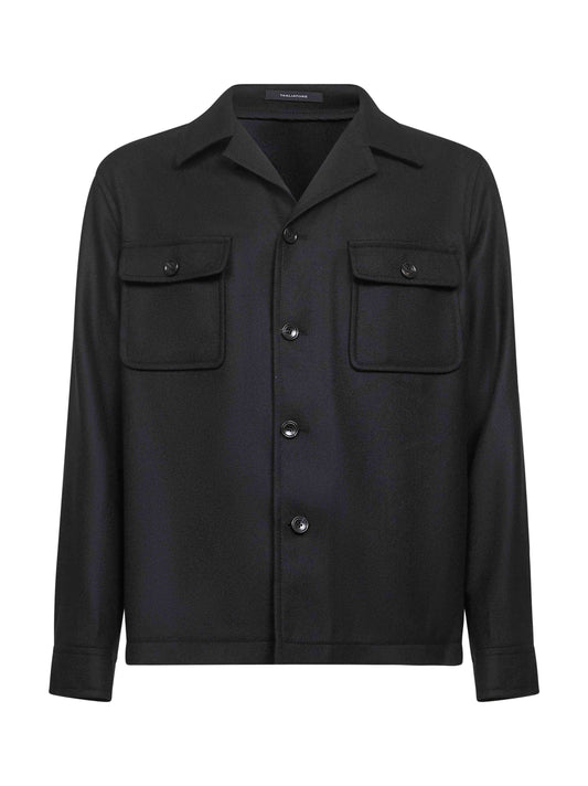 Black virgin wool twill Gbarrow overshirt