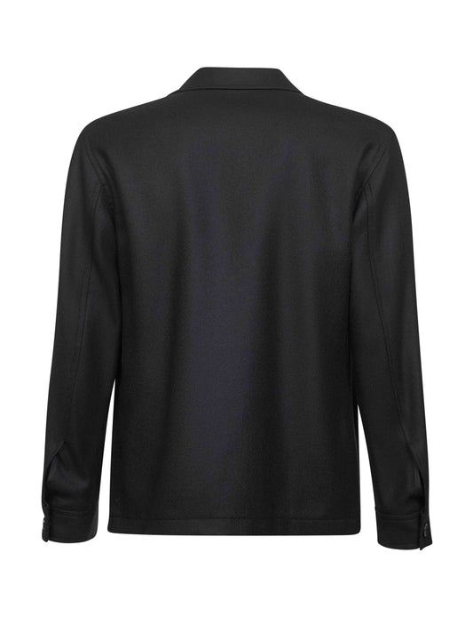 Black virgin wool twill Gbarrow overshirt