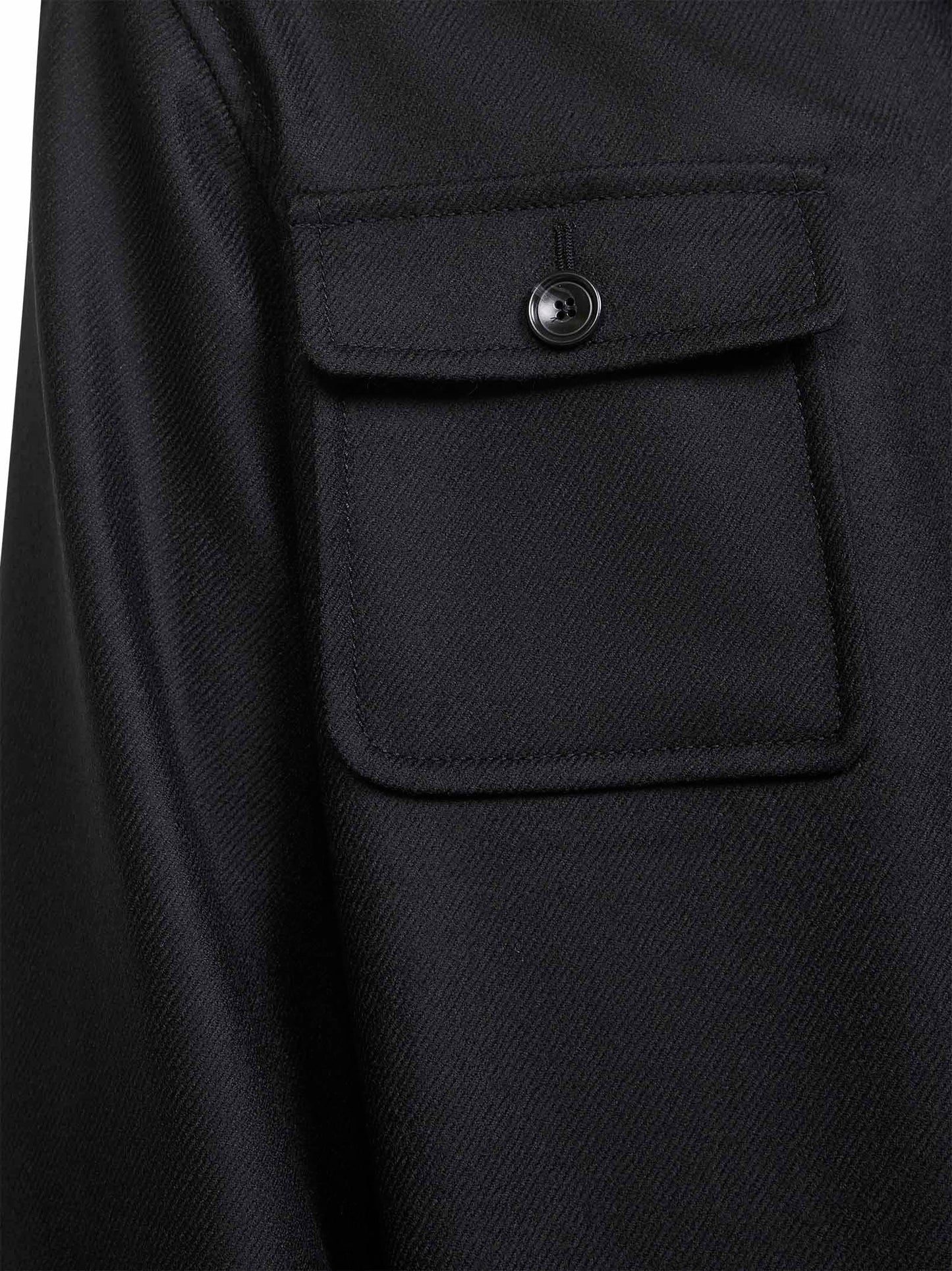 Overshirt Gbarrow in twill di lana vergine nero