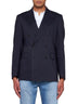 Linen and wool-blend double-breasted blazer